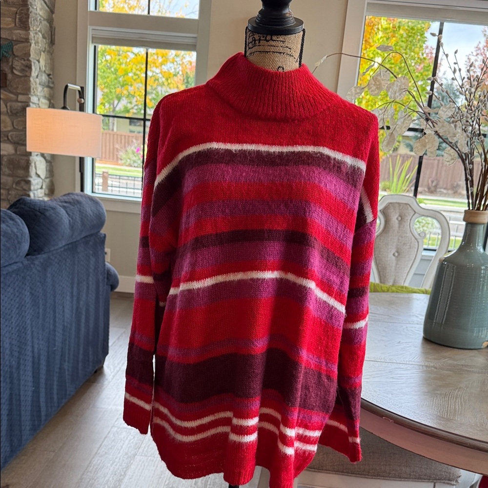 RXB Multicolor Striped Tunic Turtleneck Sweater